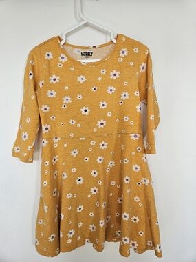 Monkey Bars Girls Mustard Yellow Floral Daisy Skater Dress 6X 100% Cotton🩷